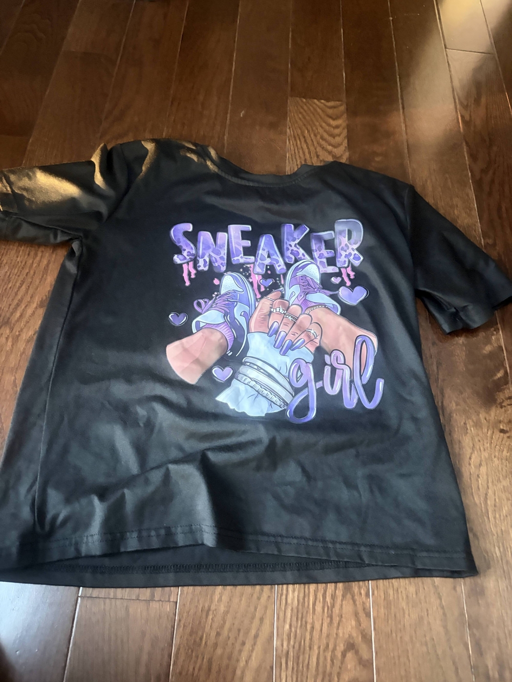 Sneaker Girl Graphic Tee - Black & Purple